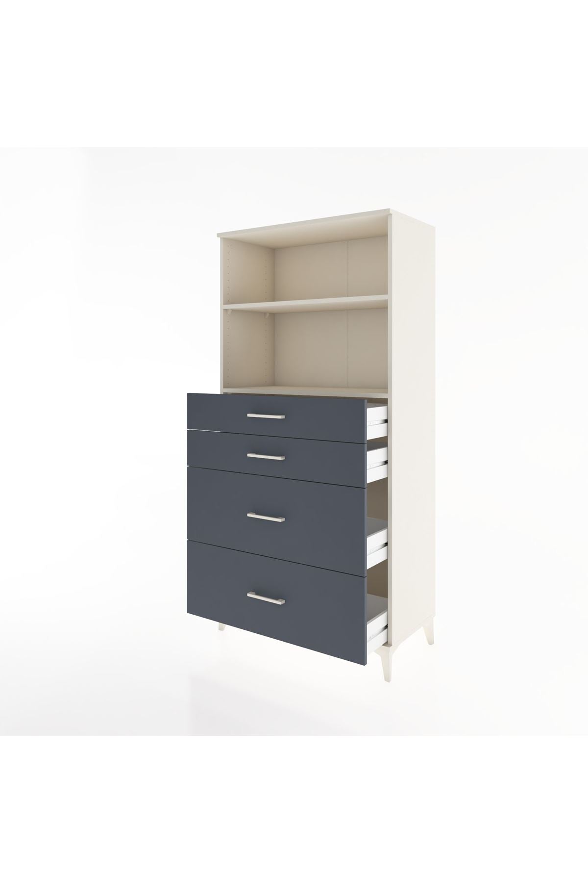 Hyperion Dolap 2 Raflı 4 Çekmeceli 88x44x182 Aytaşı-Antrasit