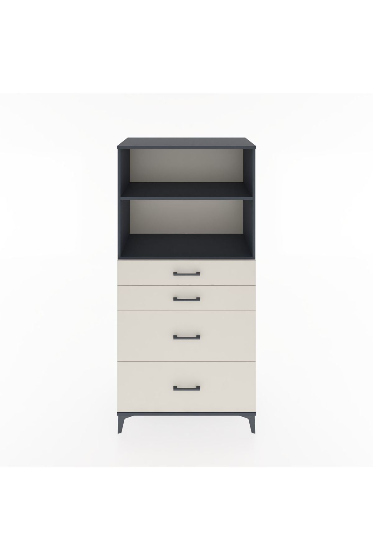 Hyperion Dolap 2 Raflı 4 Çekmeceli 88x44x182 Antrasit-Aytaşı