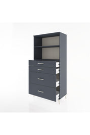 Hyperion Dolap 2 Raflı 4 Çekmeceli 88x44x182 Antrasit-Antrasit