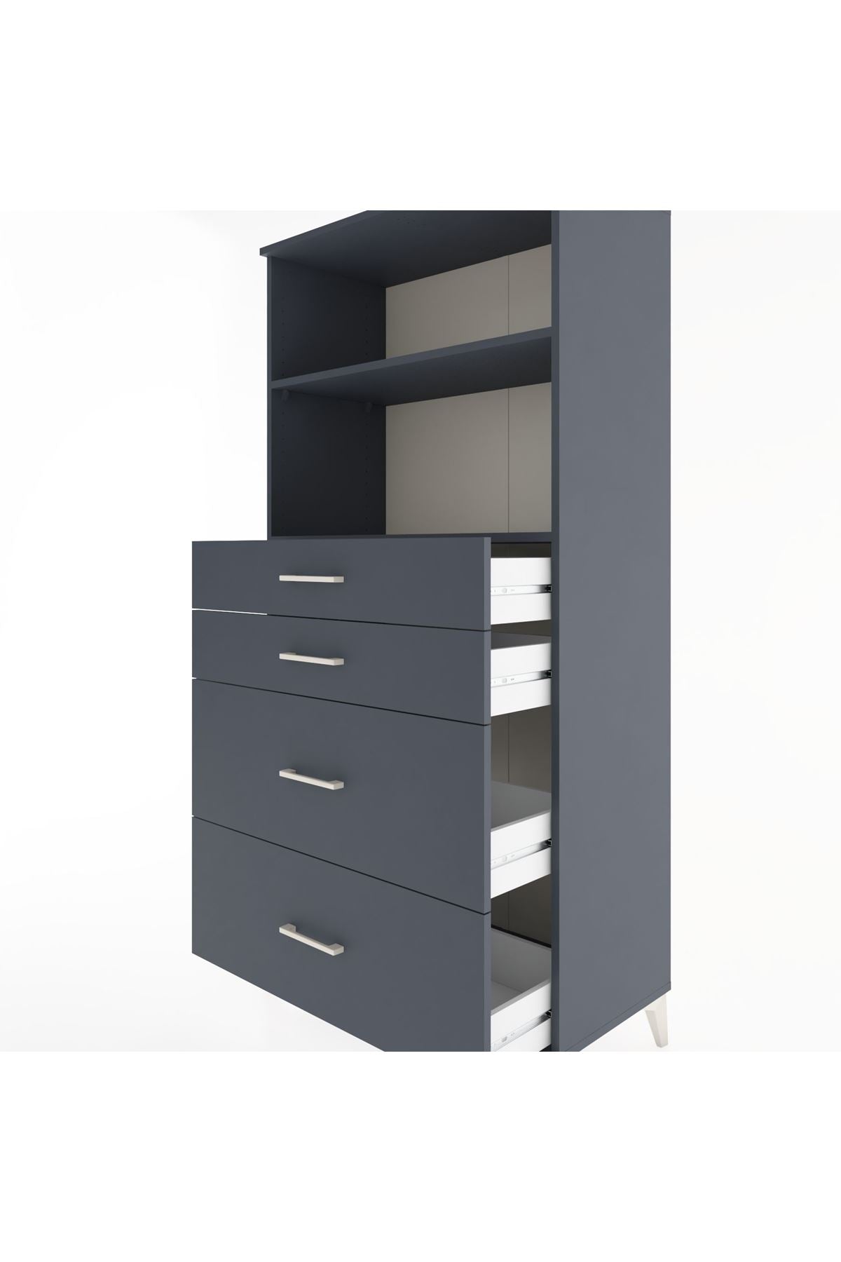 Hyperion Dolap 2 Raflı 4 Çekmeceli 88x44x182 Antrasit-Antrasit