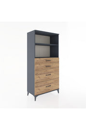 Hyperion Dolap 2 Raflı 4 Çekmeceli 88x44x182 Antrasit-Çam