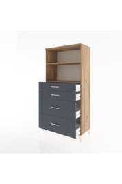 Hyperion Dolap 2 Raflı 4 Çekmeceli 88x44x182 Çam-Antrasit