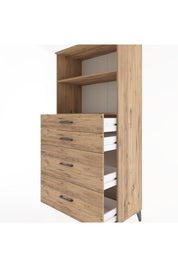 Hyperion Dolap 2 Raflı 4 Çekmeceli 88x44x182 Çam-Çam