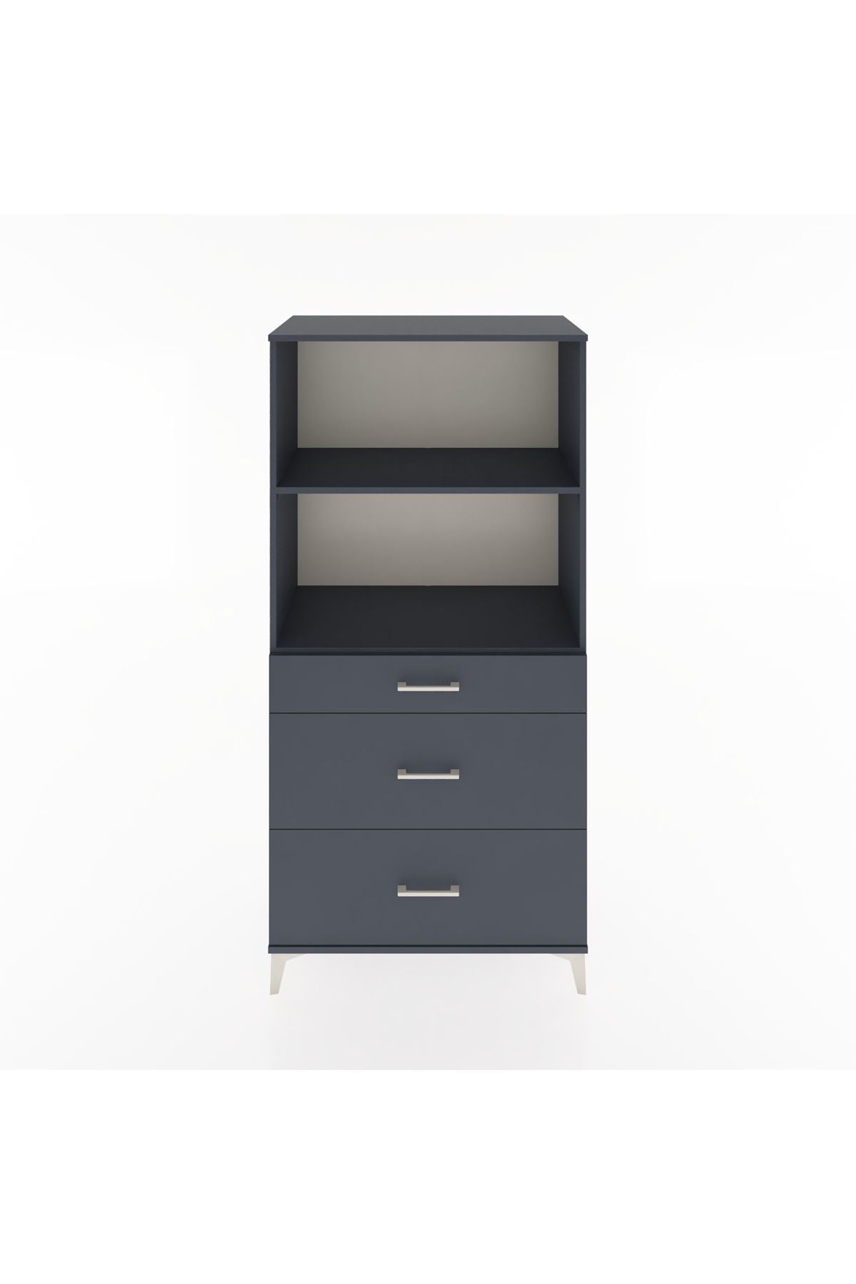 Hyperion Dolap 2 Raflı 3 Çekmeceli 88x44x182 Antrasit-Antrasit