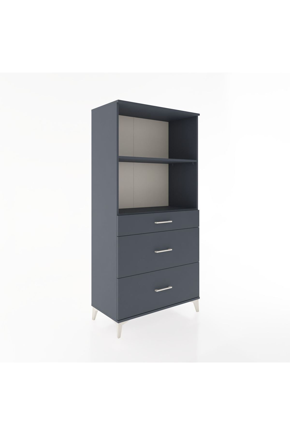 Hyperion Dolap 2 Raflı 3 Çekmeceli 88x44x182 Antrasit-Antrasit