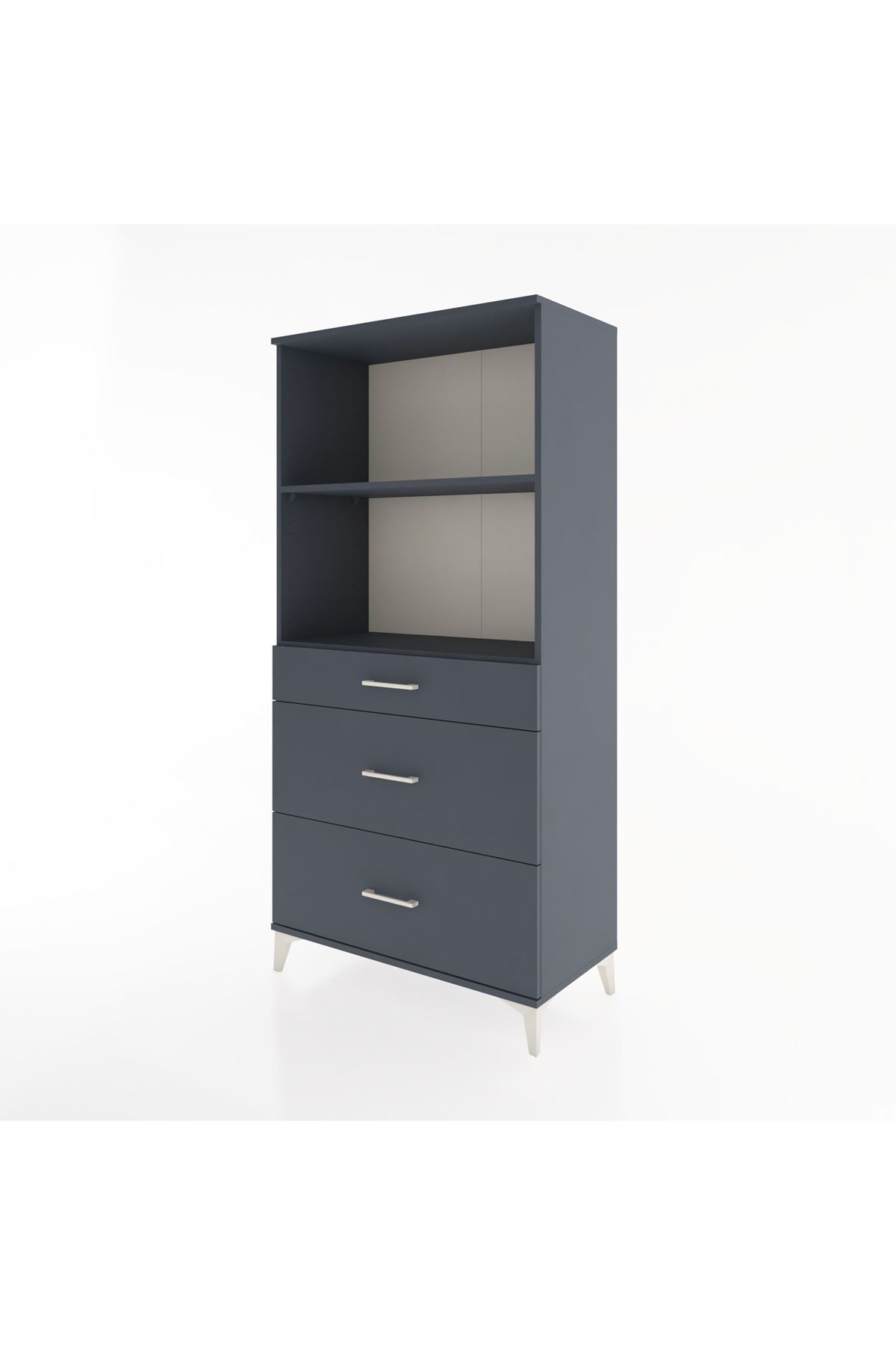 Hyperion Dolap 2 Raflı 3 Çekmeceli 88x44x182 Antrasit-Antrasit