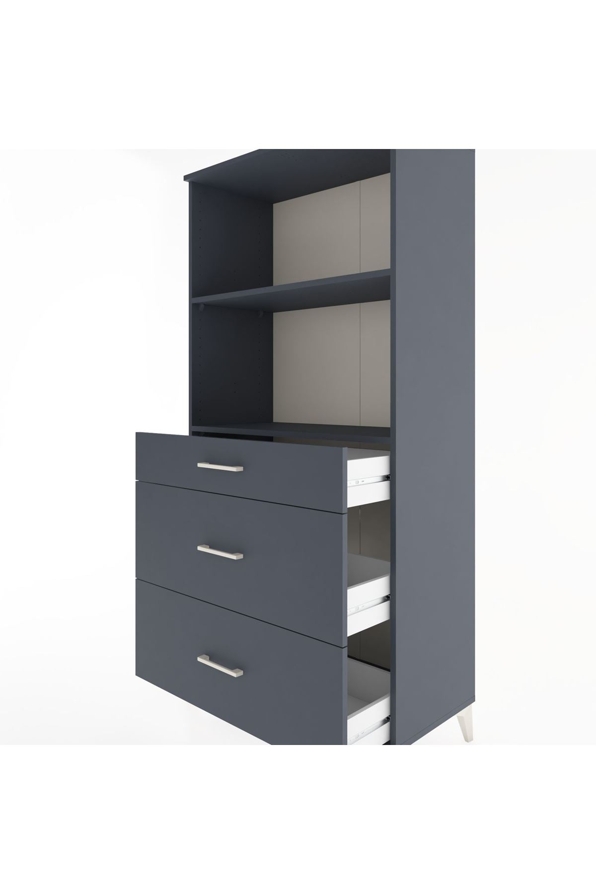 Hyperion Dolap 2 Raflı 3 Çekmeceli 88x44x182 Antrasit-Antrasit