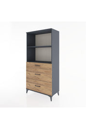 Hyperion Dolap 2 Raflı 3 Çekmeceli 88x44x182 Antrasit-Çam