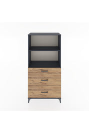 Hyperion Dolap 2 Raflı 3 Çekmeceli 88x44x182 Antrasit-Çam