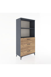 Hyperion Dolap 2 Raflı 3 Çekmeceli 88x44x182 Antrasit-Çam