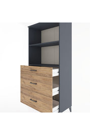 Hyperion Dolap 2 Raflı 3 Çekmeceli 88x44x182 Antrasit-Çam