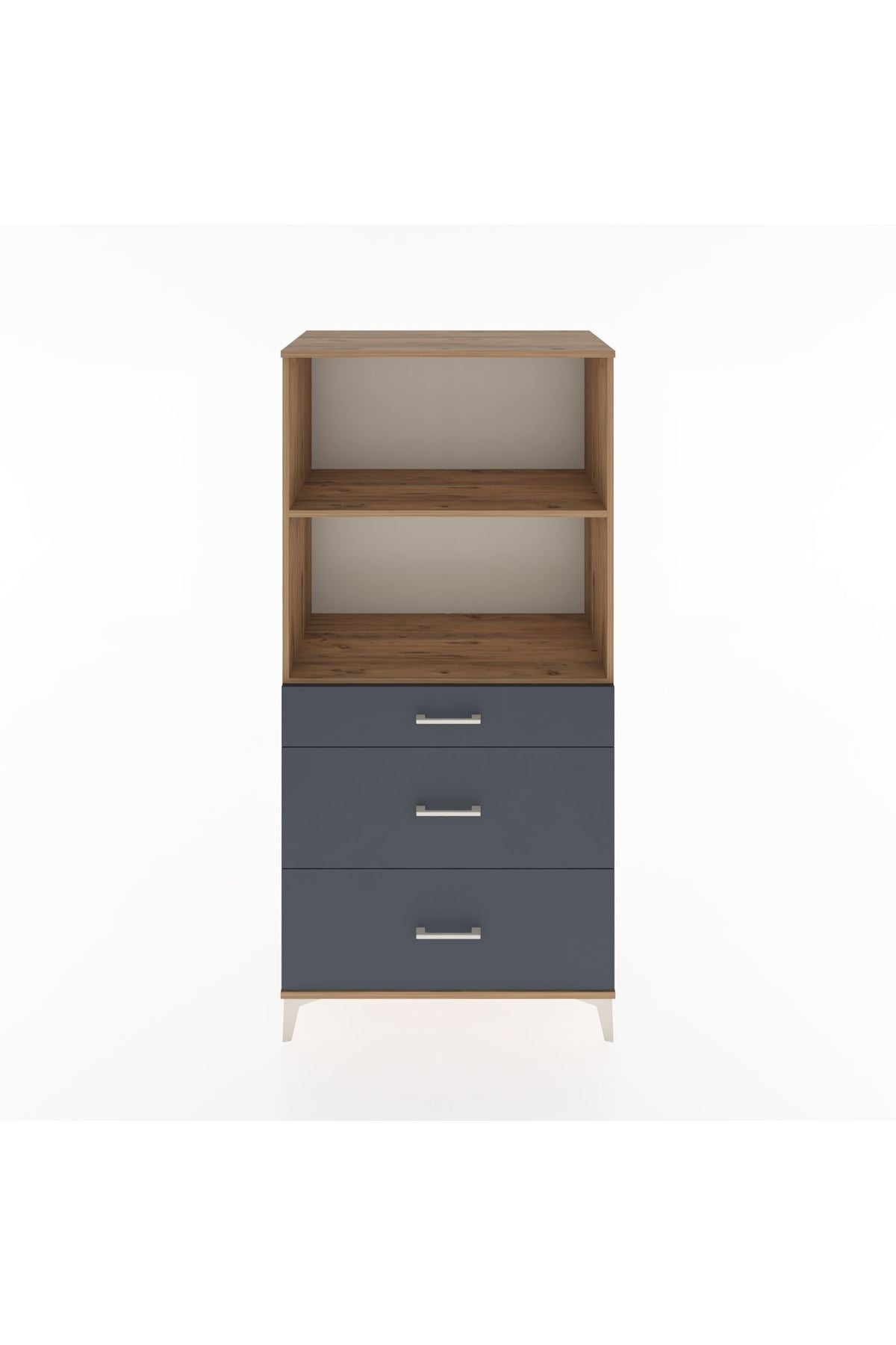 Hyperion Dolap 2 Raflı 3 Çekmeceli 88x44x182 Çam-Antrasit