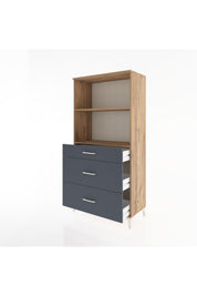 Hyperion Dolap 2 Raflı 3 Çekmeceli 88x44x182 Çam-Antrasit