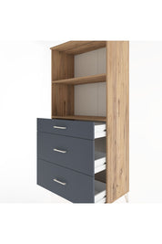 Hyperion Dolap 2 Raflı 3 Çekmeceli 88x44x182 Çam-Antrasit