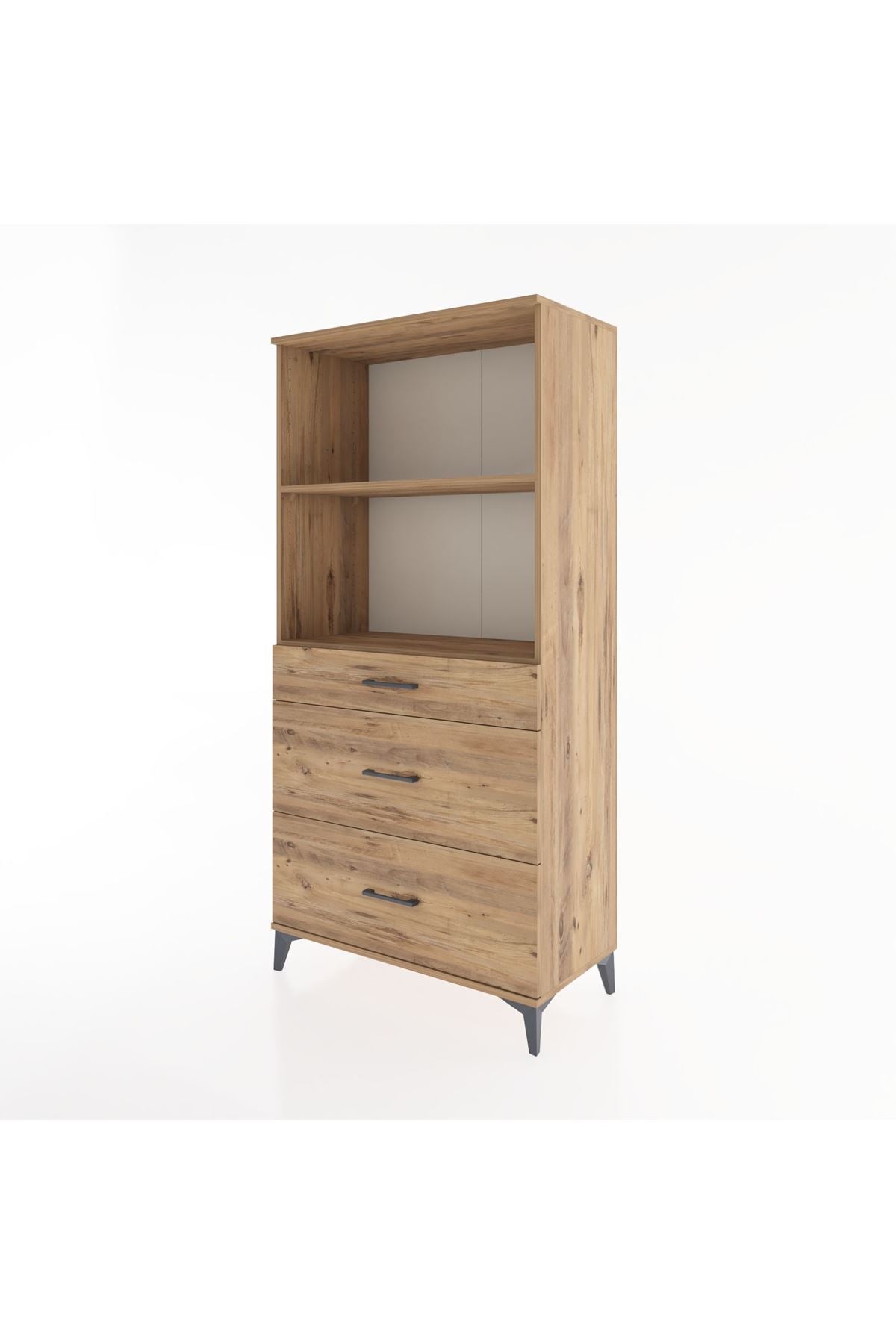 Hyperion Dolap 2 Raflı 3 Çekmeceli 88x44x182 Çam-Çam