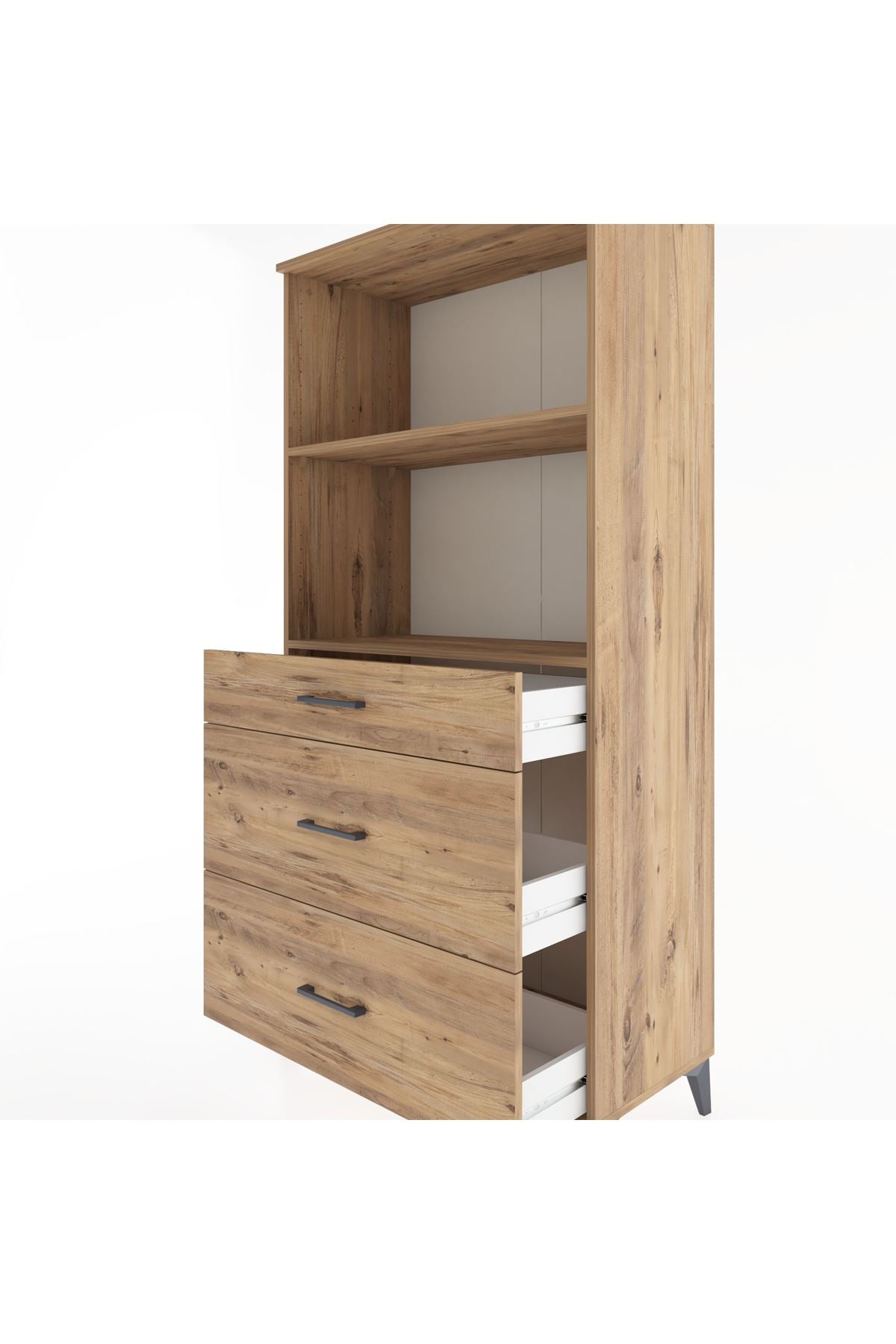 Hyperion Dolap 2 Raflı 3 Çekmeceli 88x44x182 Çam-Çam