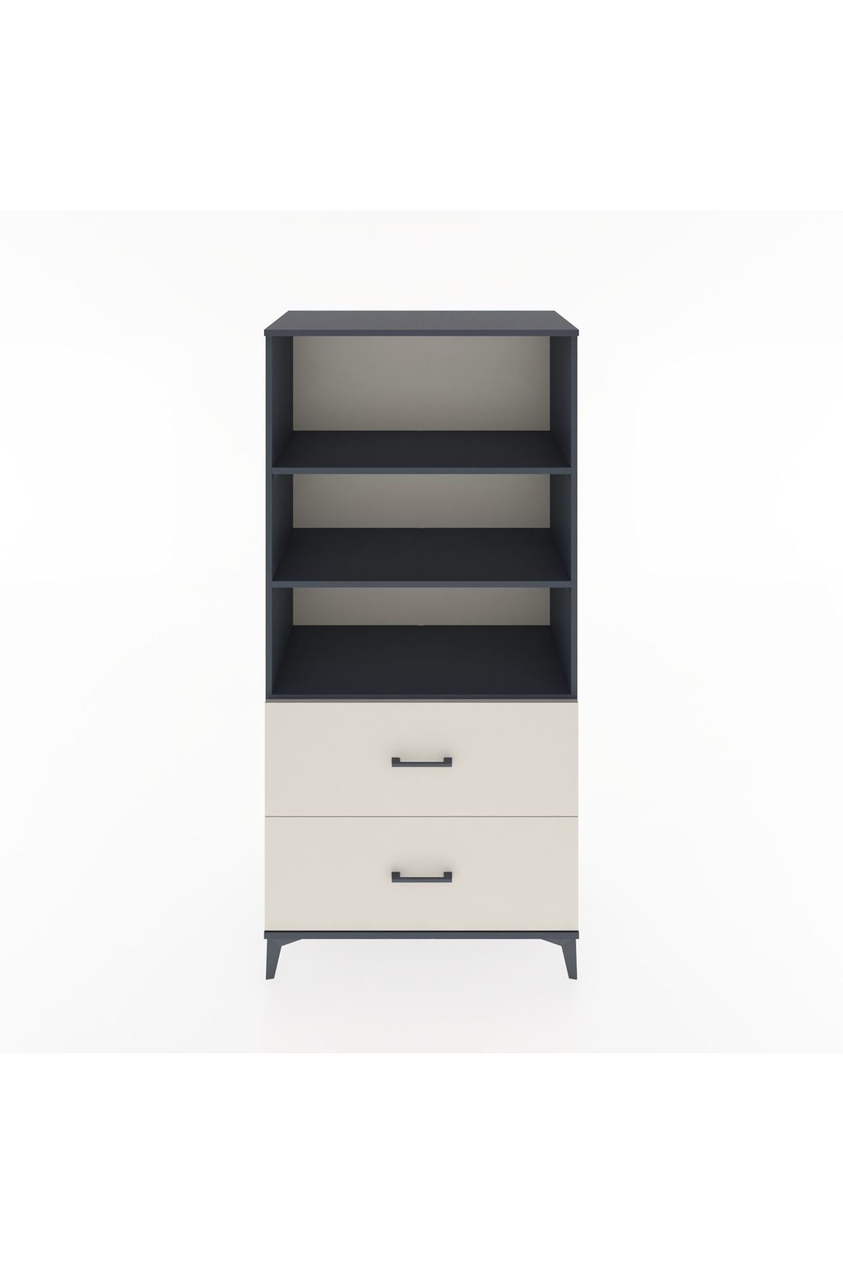 Hyperion Dolap 3 Raflı 2 Çekmeceli 88x44x182 Antrasit-Aytaşı