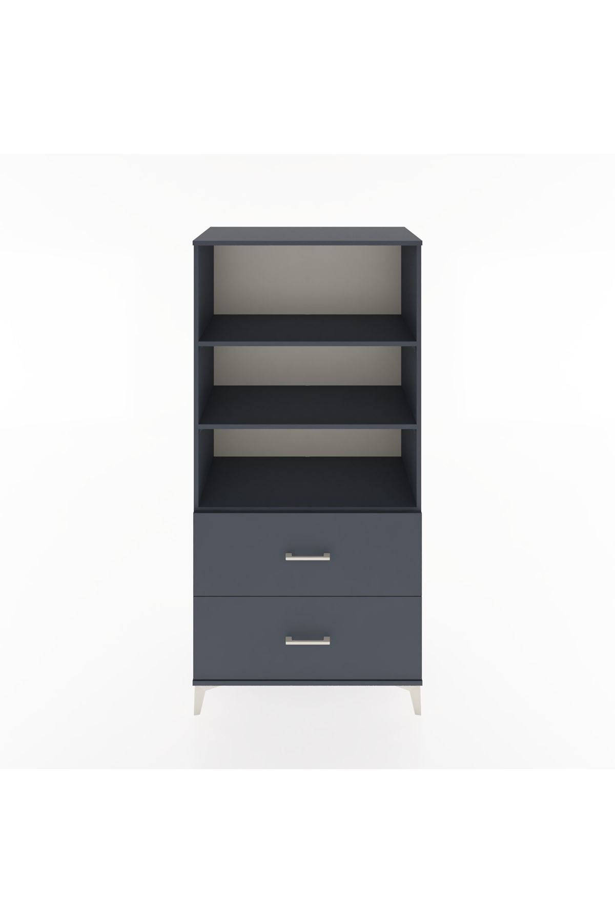 Hyperion Dolap 3 Raflı 2 Çekmeceli 88x44x182 Antrasit-Antrasit