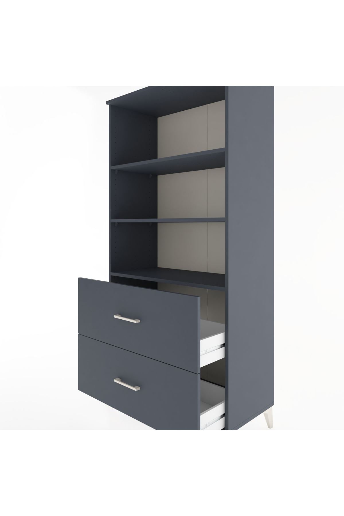 Hyperion Dolap 3 Raflı 2 Çekmeceli 88x44x182 Antrasit-Antrasit