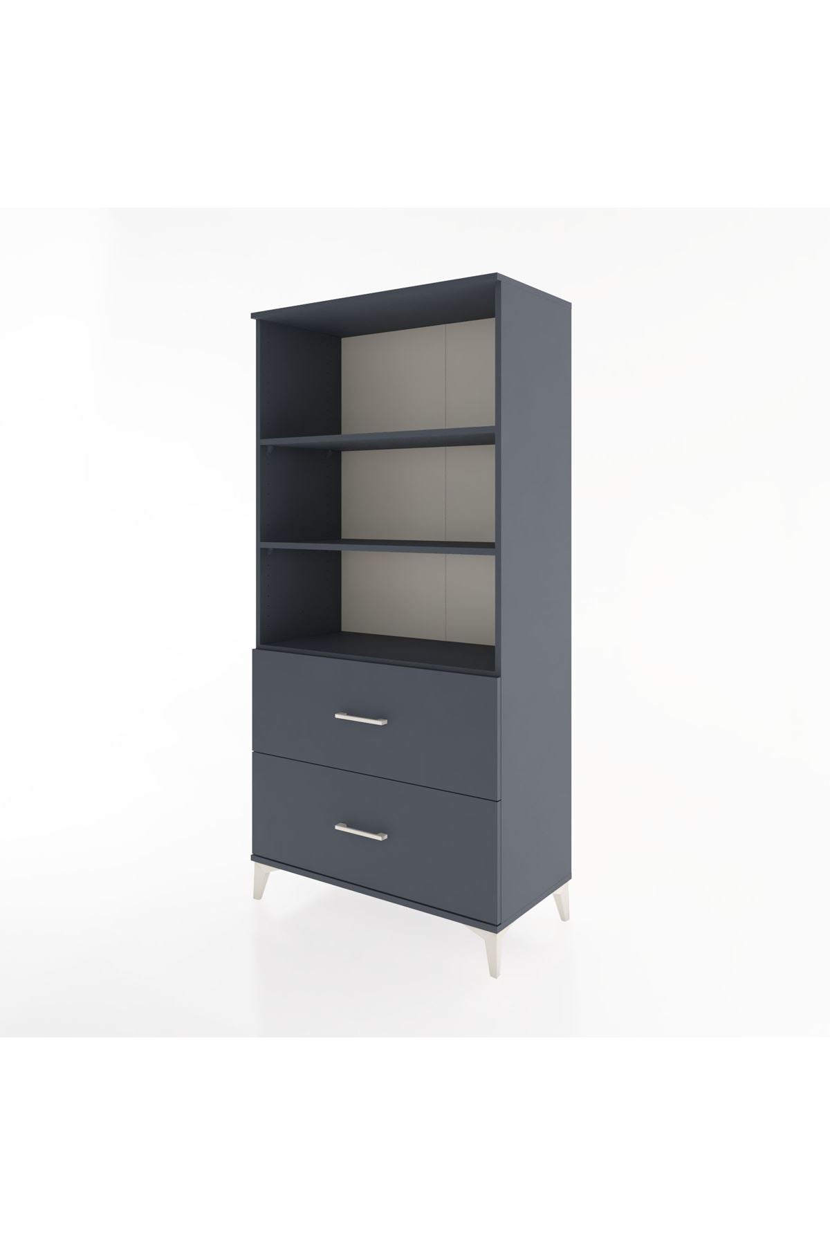 Hyperion Dolap 3 Raflı 2 Çekmeceli 88x44x182 Antrasit-Antrasit