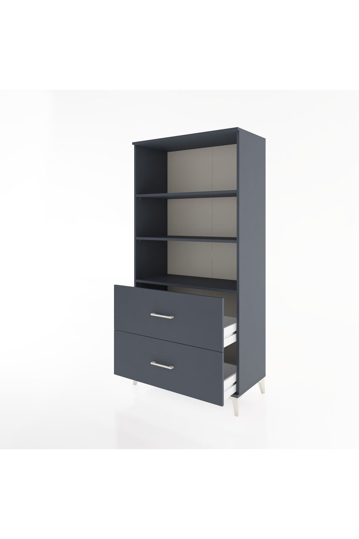 Hyperion Dolap 3 Raflı 2 Çekmeceli 88x44x182 Antrasit-Antrasit