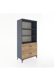 Hyperion Dolap 3 Raflı 2 Çekmeceli 88x44x182 Antrasit-Çam