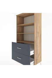 Hyperion Dolap 3 Raflı 2 Çekmeceli 88x44x182 Çam-Antrasit