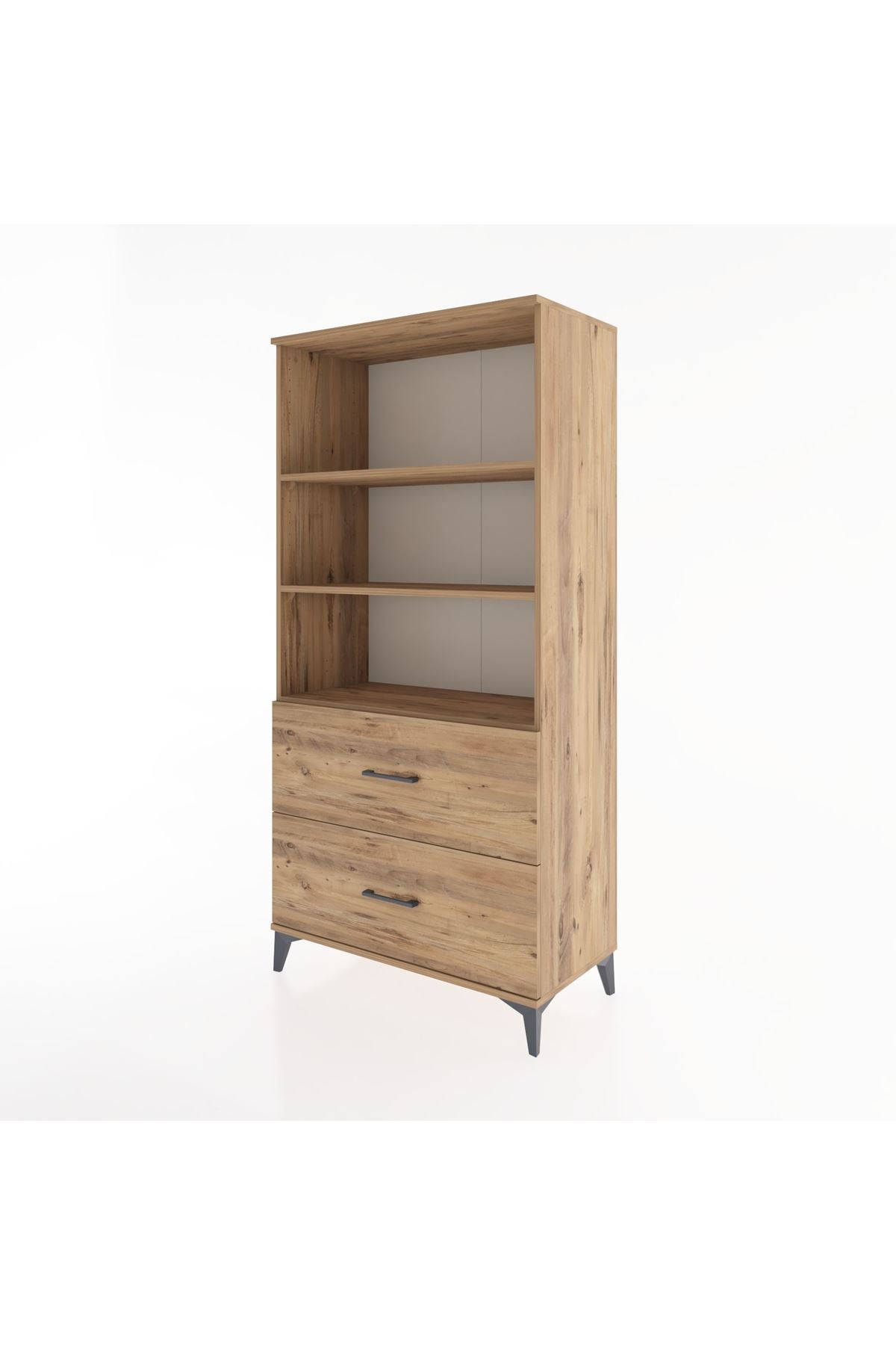 Hyperion Dolap 3 Raflı 2 Çekmeceli 88x44x182 Çam-Çam