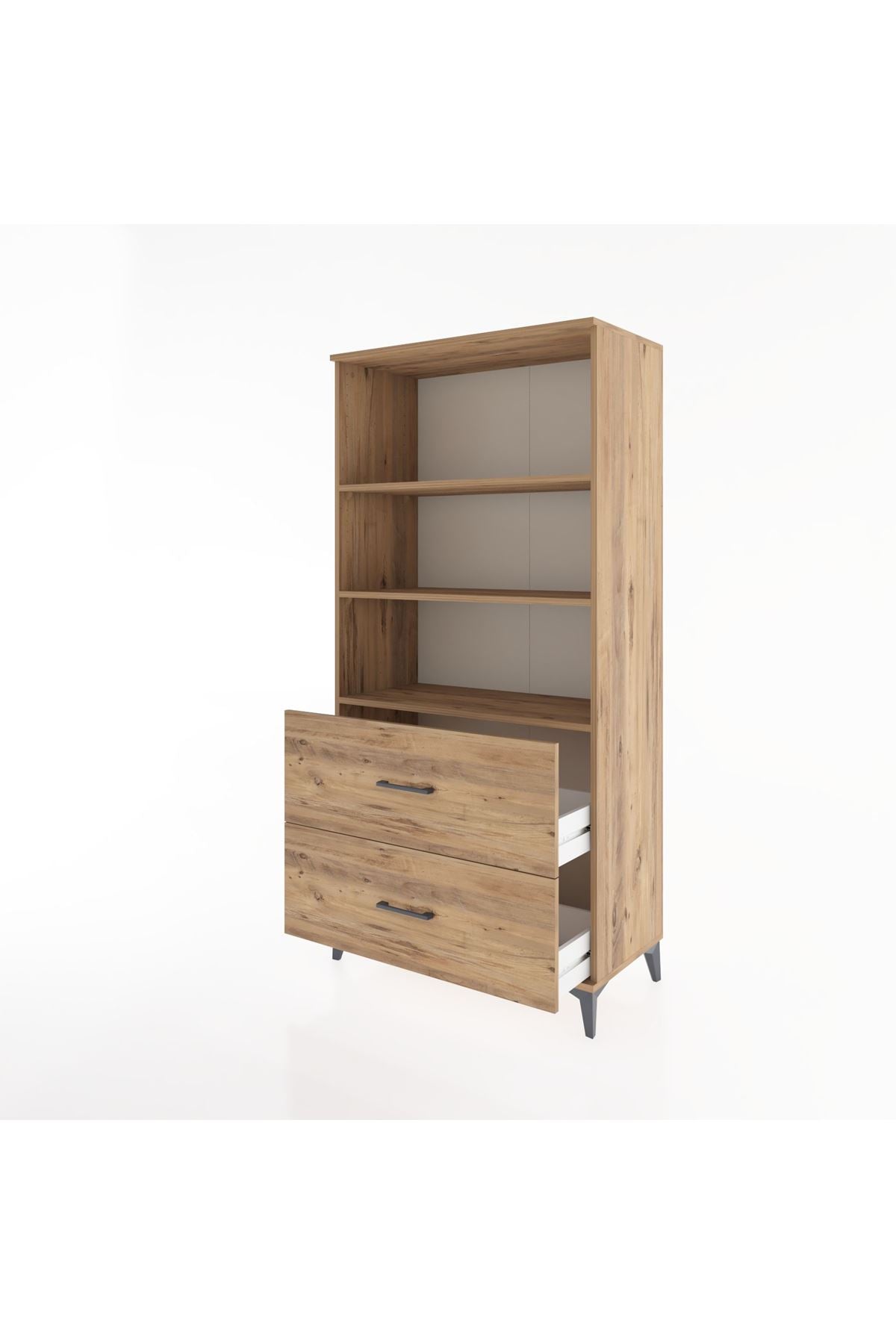 Hyperion Dolap 3 Raflı 2 Çekmeceli 88x44x182 Çam-Çam