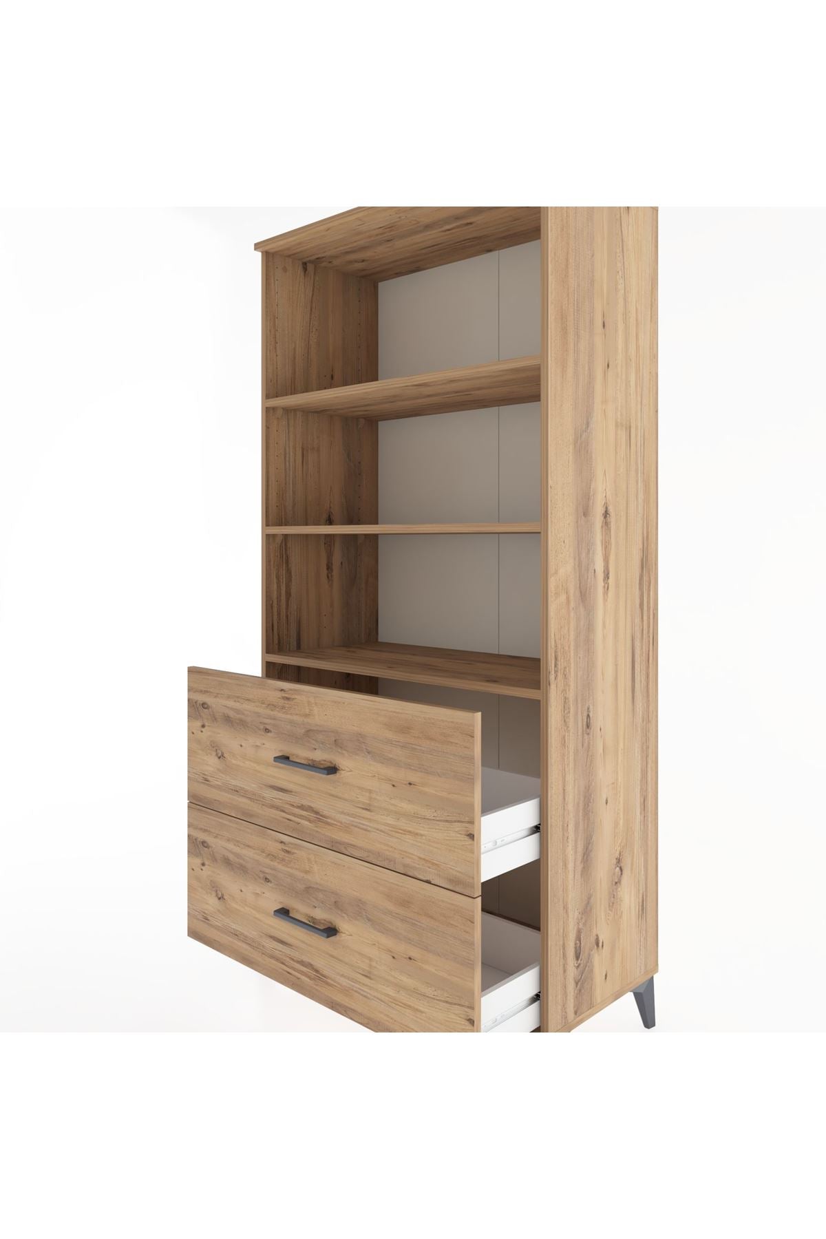 Hyperion Dolap 3 Raflı 2 Çekmeceli 88x44x182 Çam-Çam