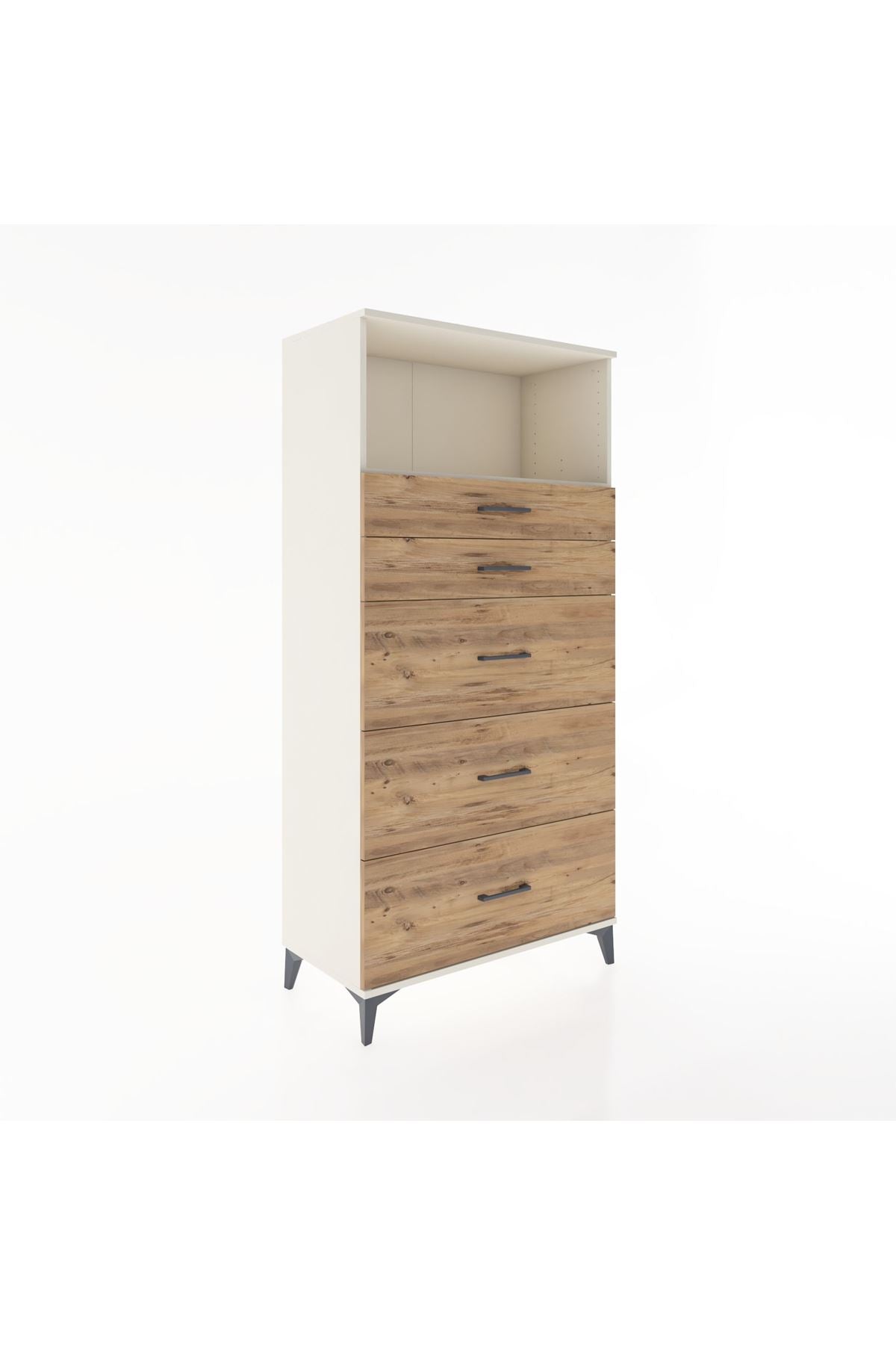 Hyperion Dolap Tek Raflı 5 Çekmeceli 88x44x182 - S57M050V3B
