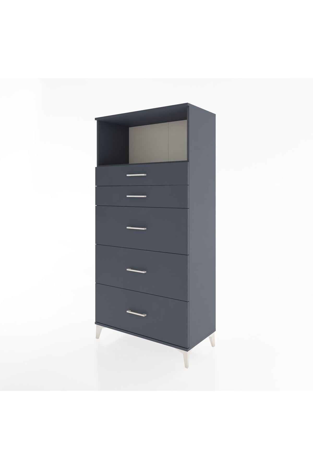 Hyperion Dolap Tek Raflı 5 Çekmeceli 88x44x182 - S57M050V5B