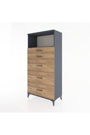 Hyperion Dolap Tek Raflı 5 Çekmeceli 88x44x182 - S57M050V6B
