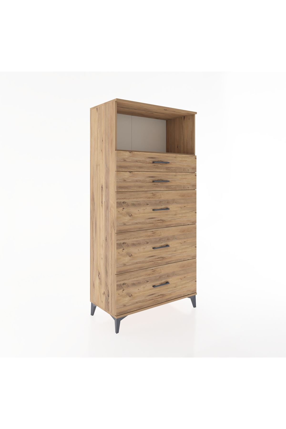 Hyperion Dolap Tek Raflı 5 Çekmeceli 88x44x182 - S57M050V9B