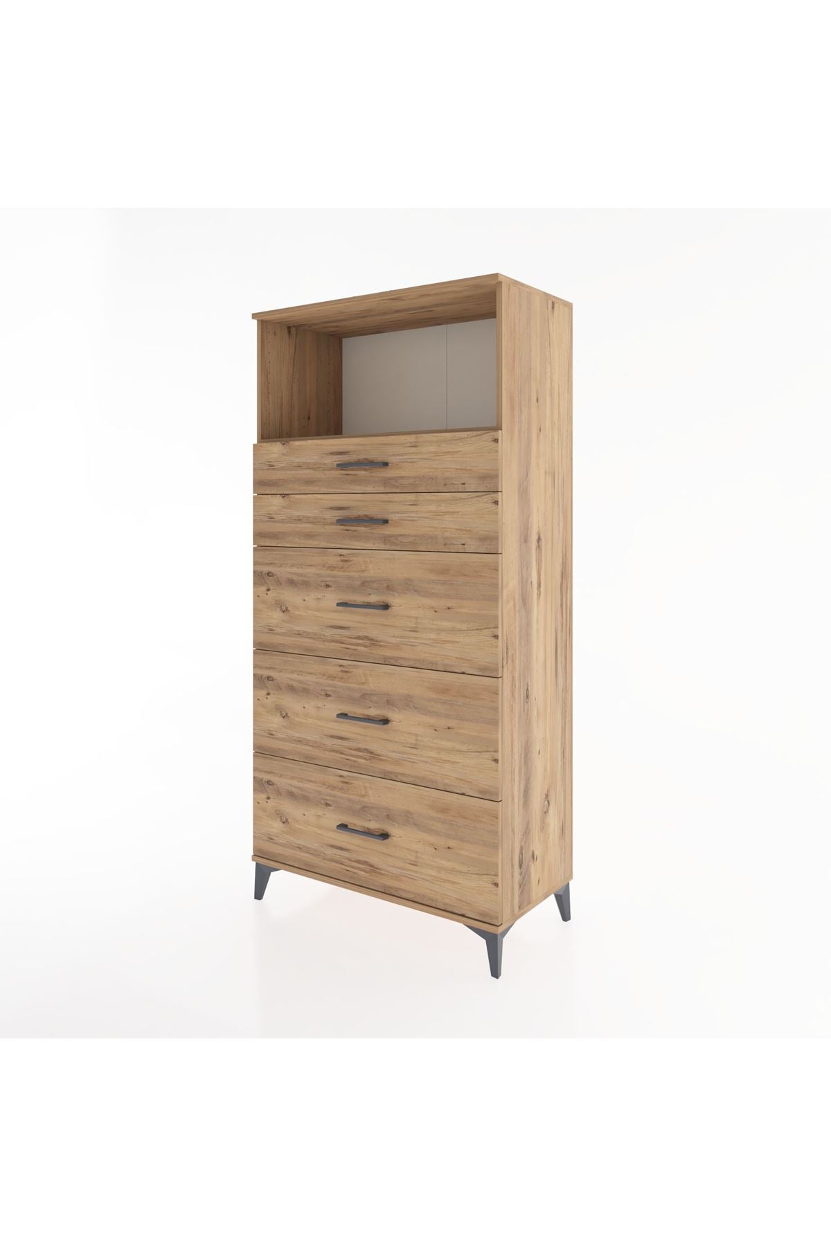 Hyperion Dolap Tek Raflı 5 Çekmeceli 88x44x182 - S57M050V9B
