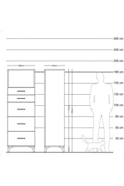 Hyperion Dolap Tek Raflı 5 Çekmeceli 88x44x182 - S57M050V9B