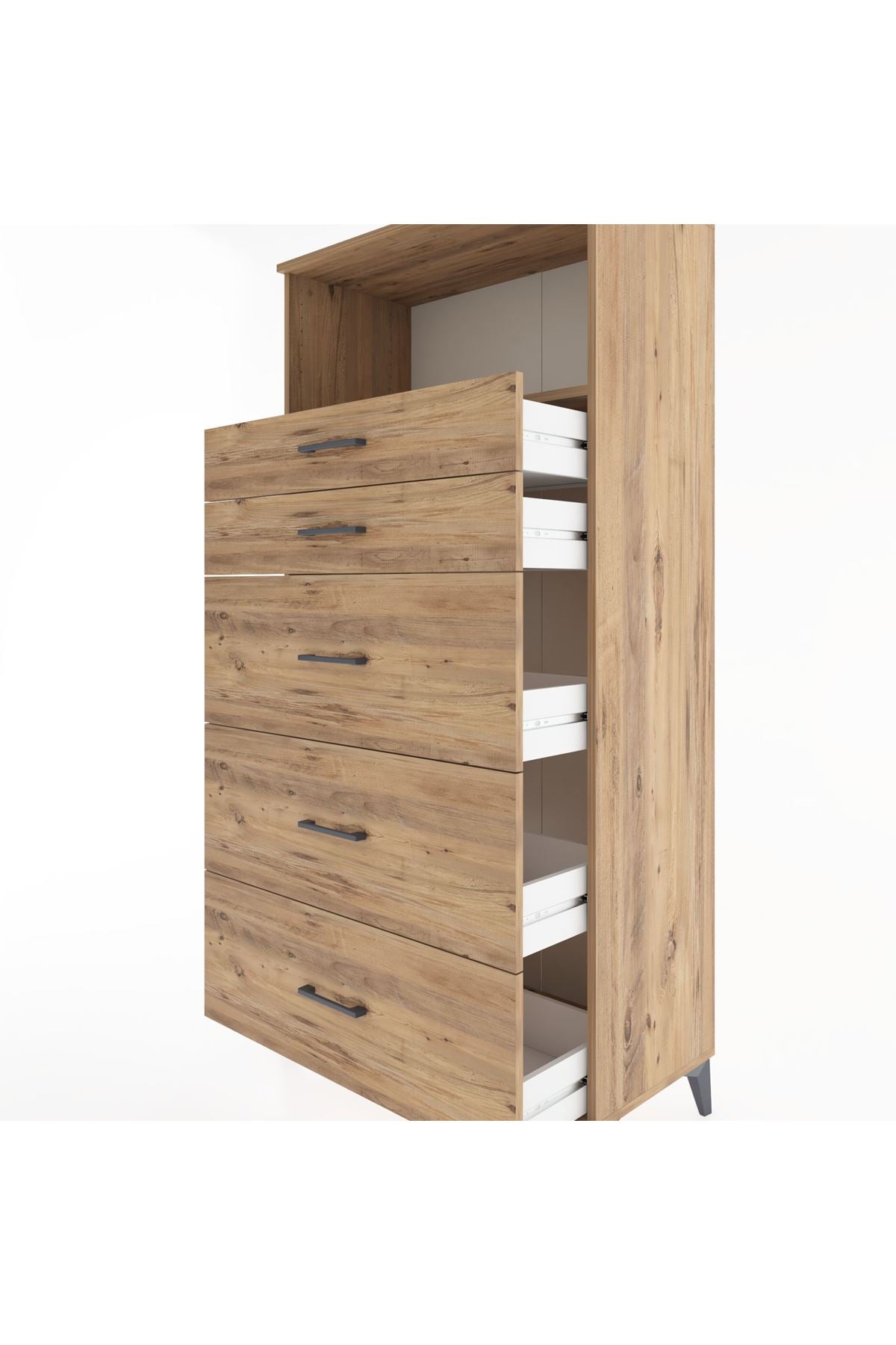 Hyperion Dolap Tek Raflı 5 Çekmeceli 88x44x182 - S57M050V9B