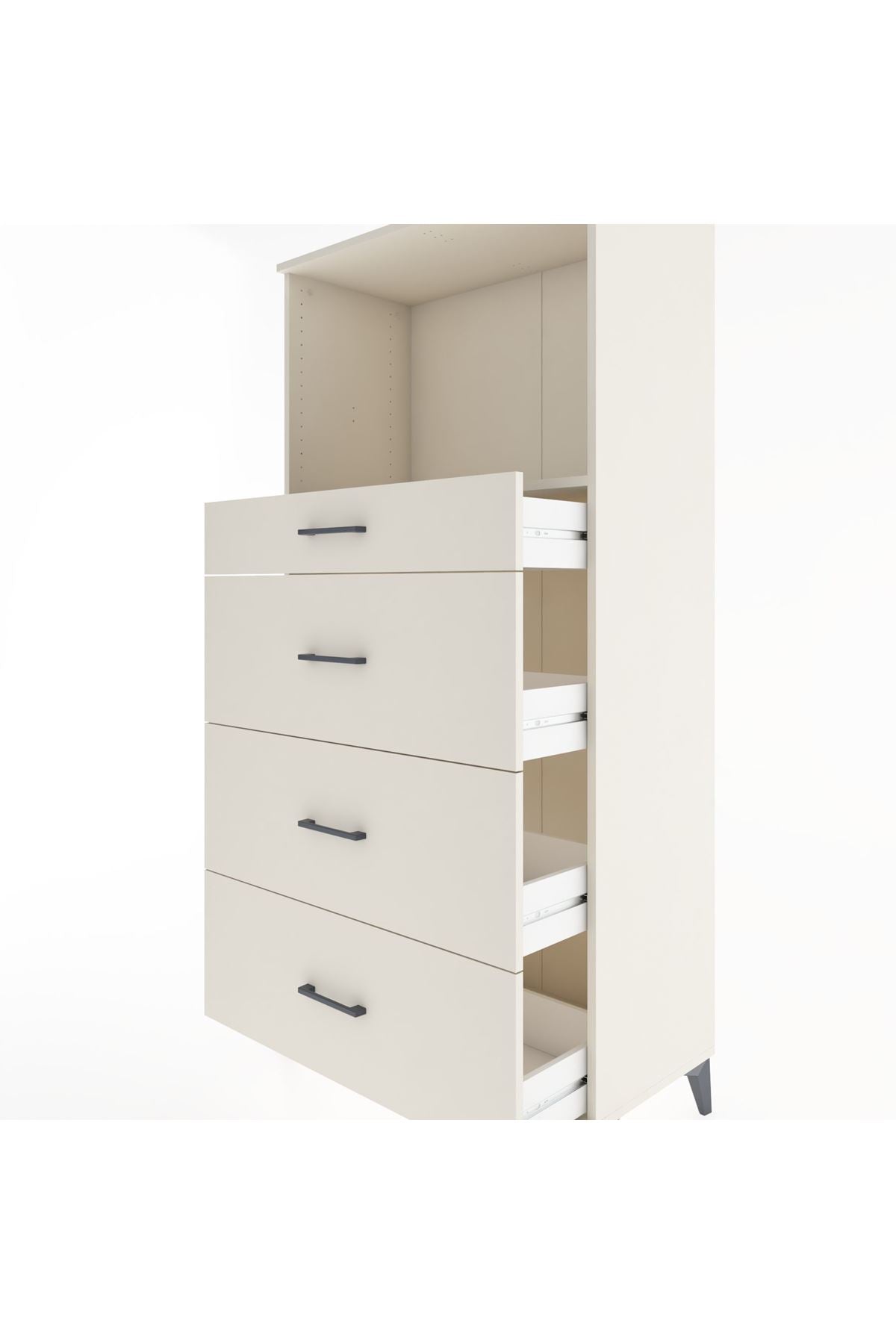 Hyperion Dolap Tek Raflı 4 Çekmeceli 88x44x182 - S57M051V1B