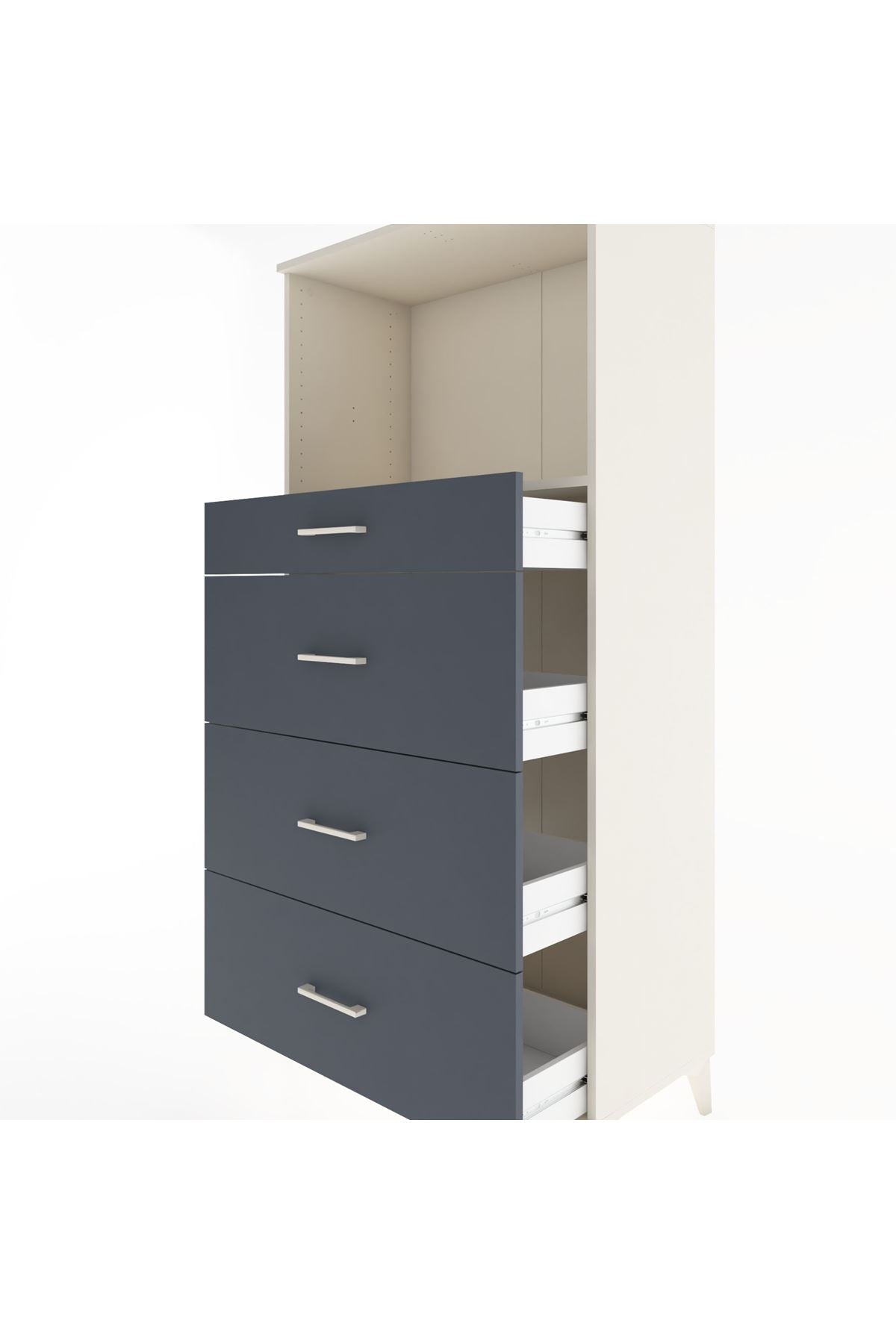 Hyperion Dolap Tek Raflı 4 Çekmeceli 88x44x182 - S57M051V2B