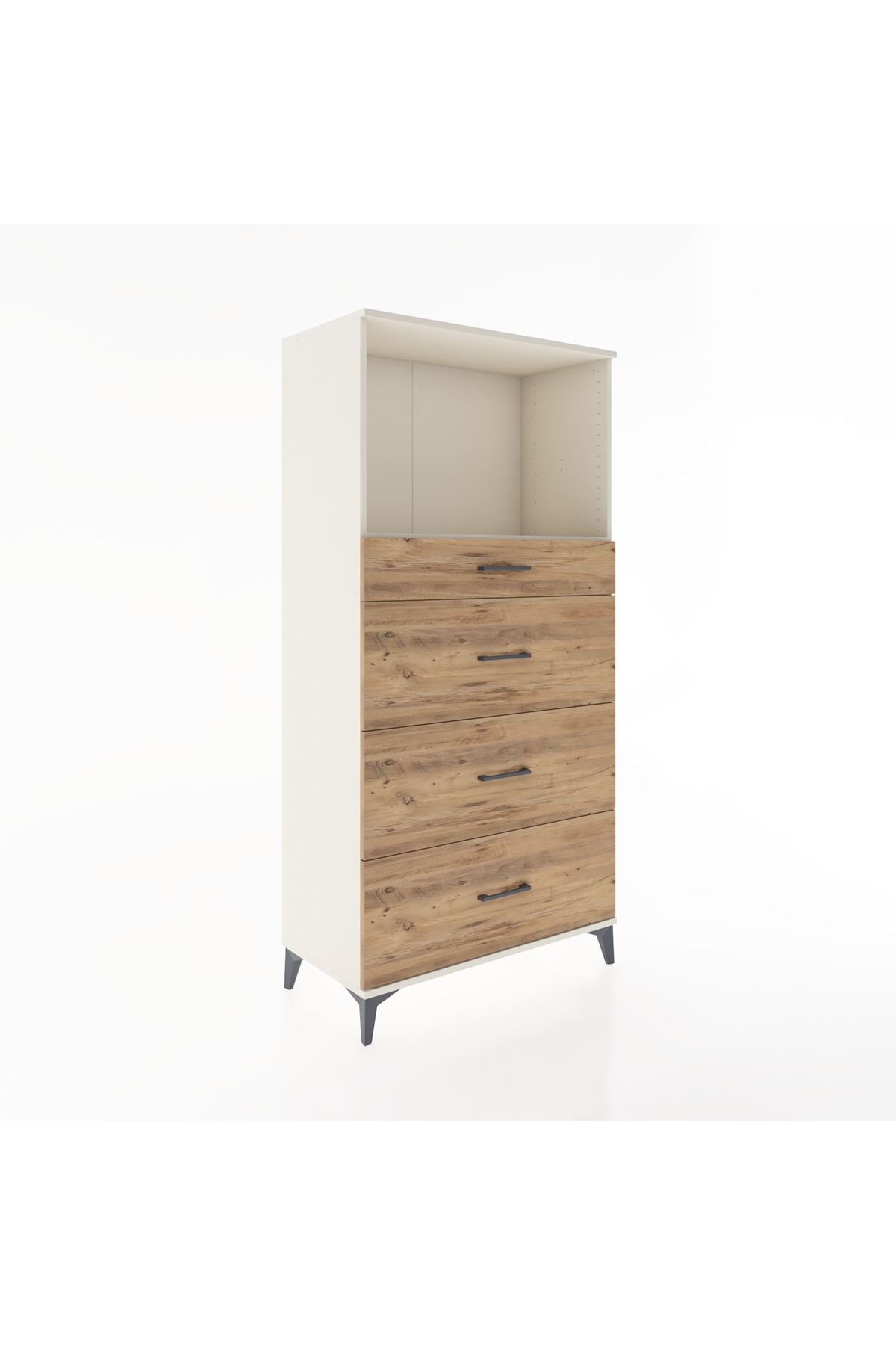 Hyperion Dolap Tek Raflı 4 Çekmeceli 88x44x182 - S57M051V3B