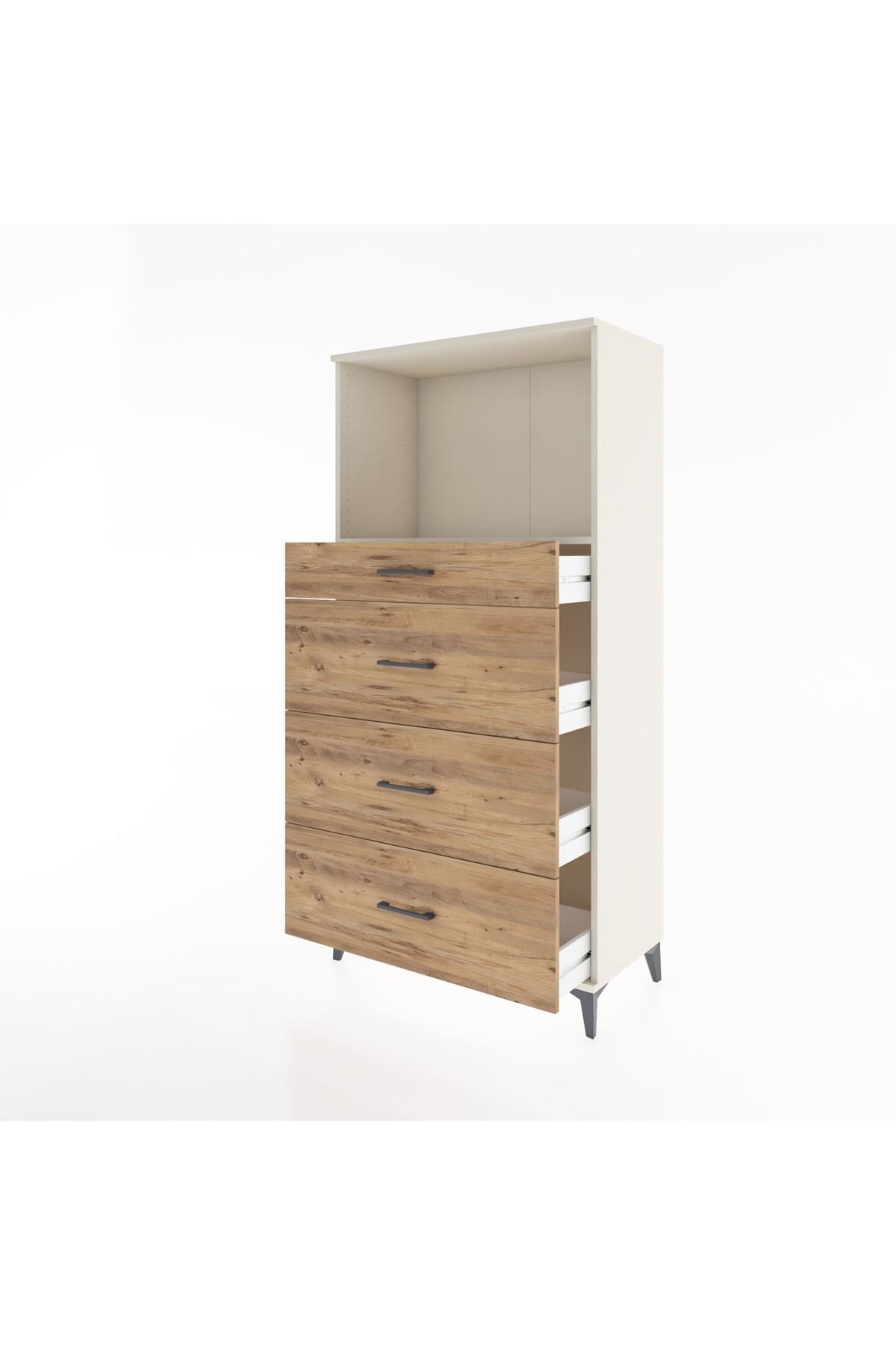 Hyperion Dolap Tek Raflı 4 Çekmeceli 88x44x182 - S57M051V3B