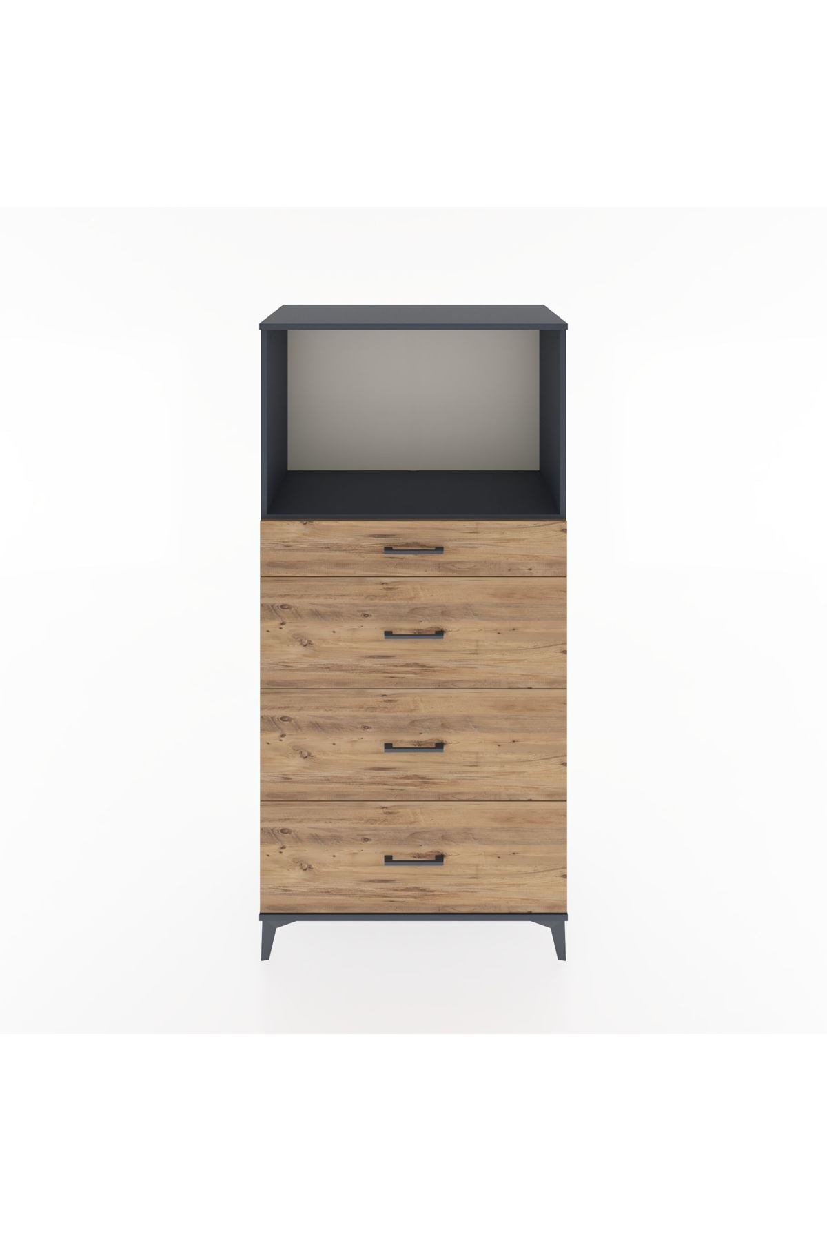 Hyperion Dolap Tek Raflı 4 Çekmeceli 88x44x182 - S57M051V6B