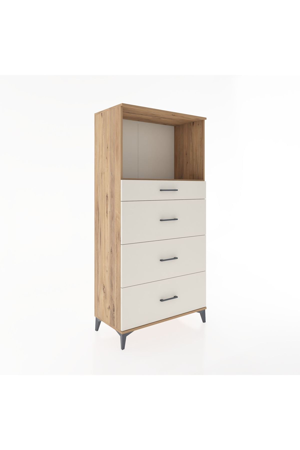 Hyperion Dolap Tek Raflı 4 Çekmeceli 88x44x182 - S57M051V7B
