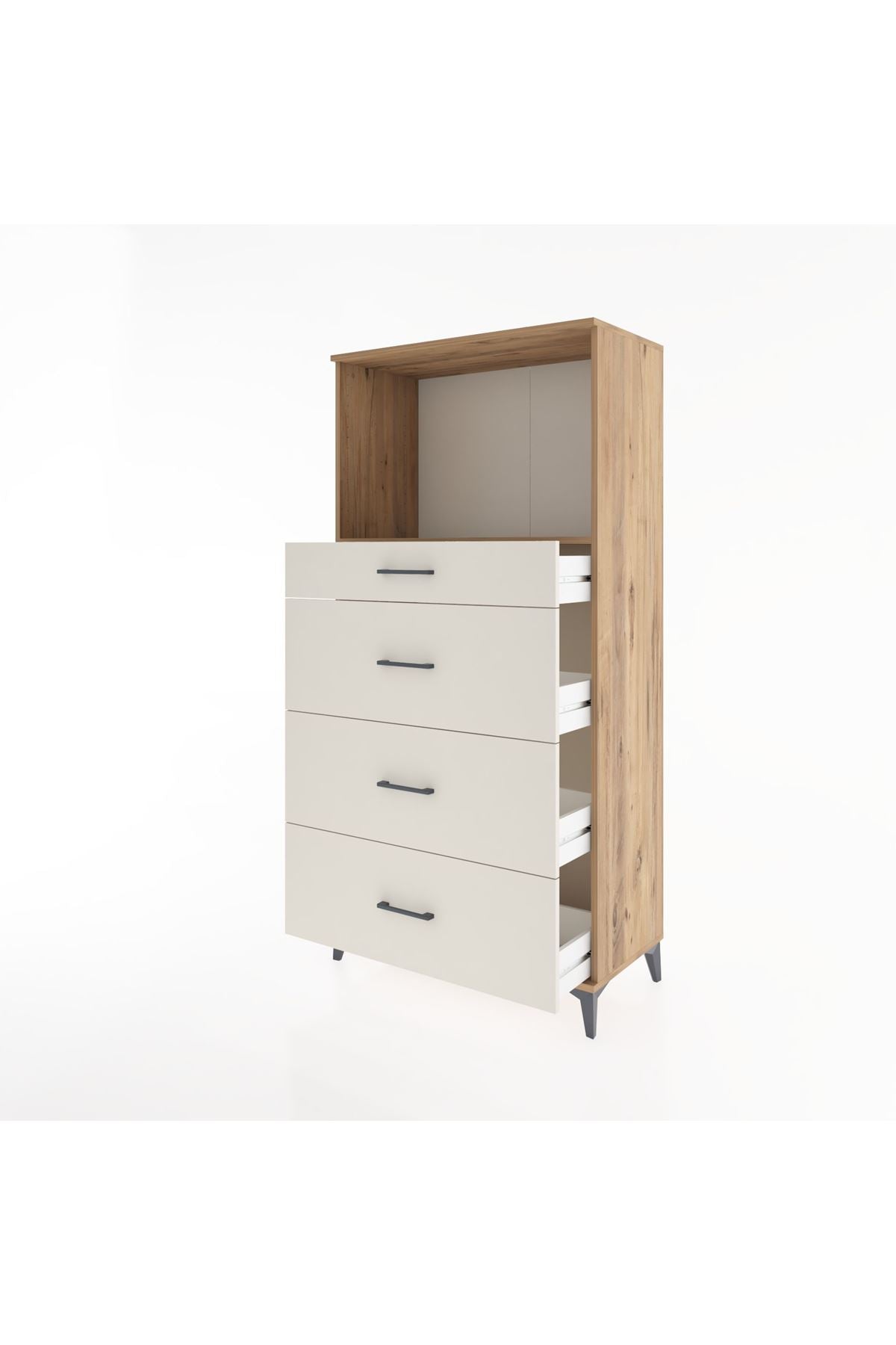 Hyperion Dolap Tek Raflı 4 Çekmeceli 88x44x182 - S57M051V7B