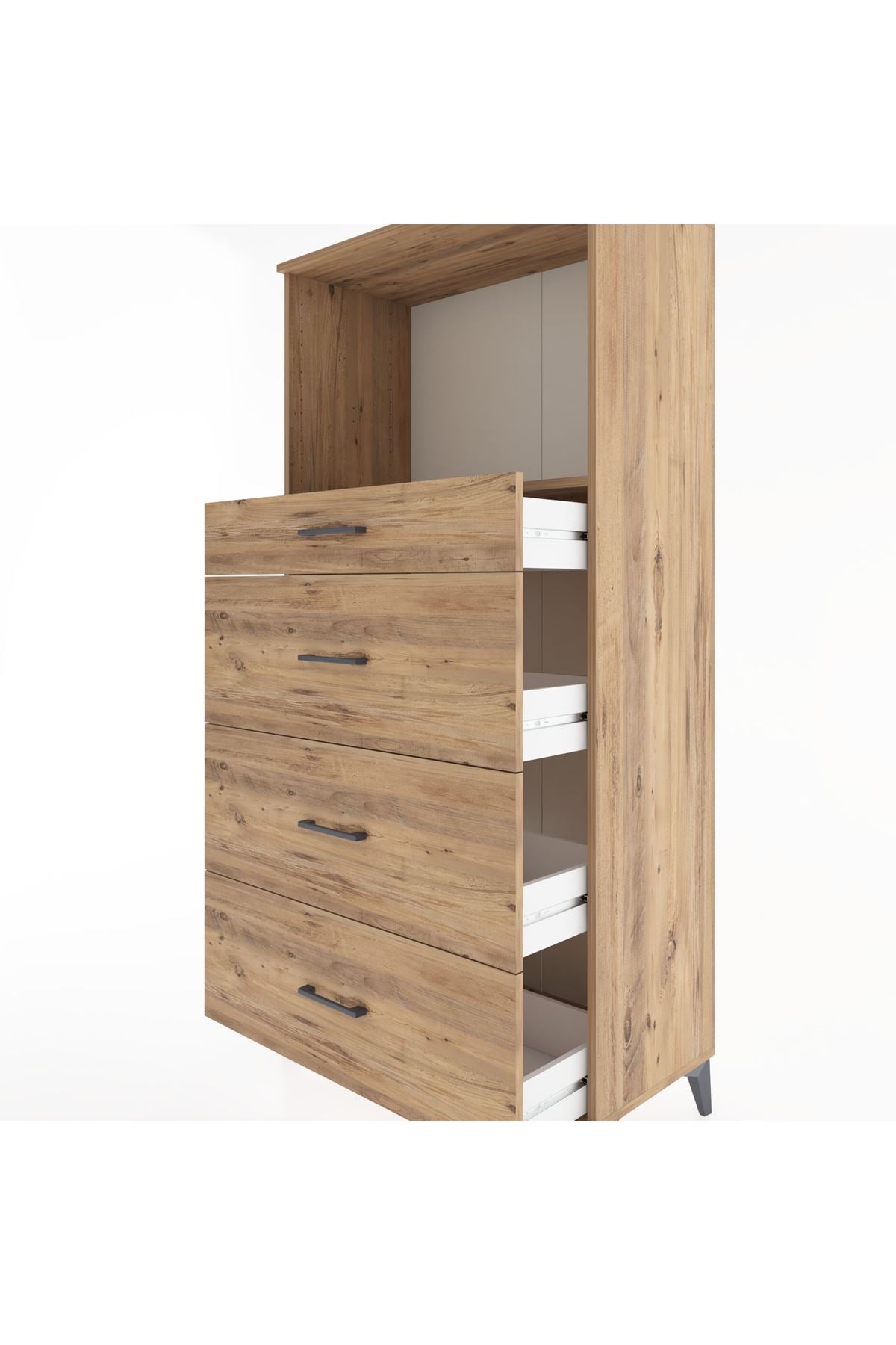 Hyperion Dolap Tek Raflı 4 Çekmeceli 88x44x182 - S57M051V9B