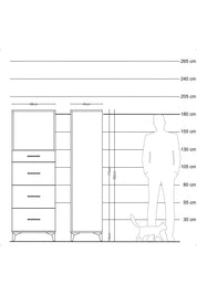 Hyperion Dolap Tek Raflı 4 Çekmeceli 88x44x182 - S57M051V9B