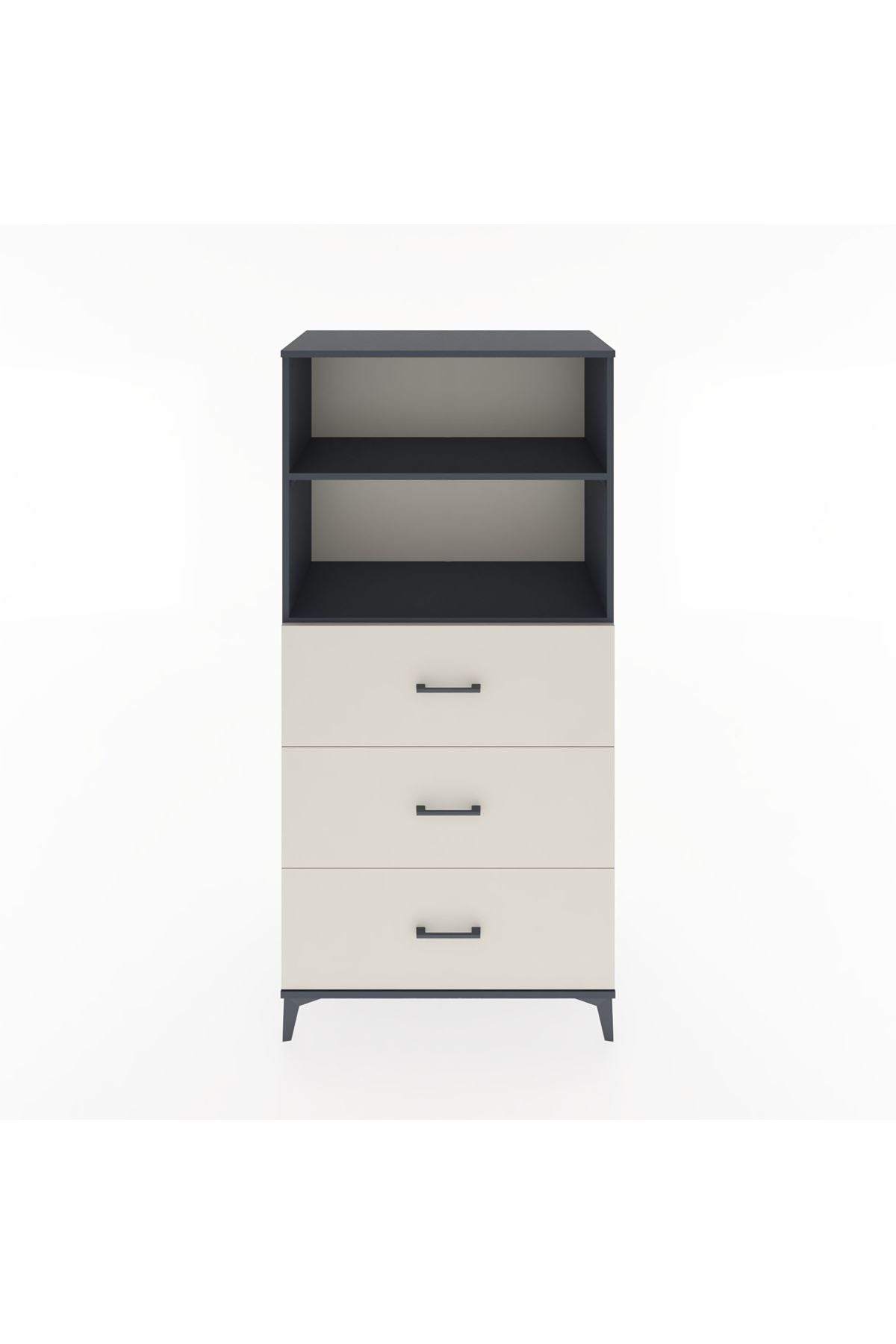 Hyperion Dolap 2 Raflı 3 Çekmeceli 88x44x182 Antrasit-Aytaşı