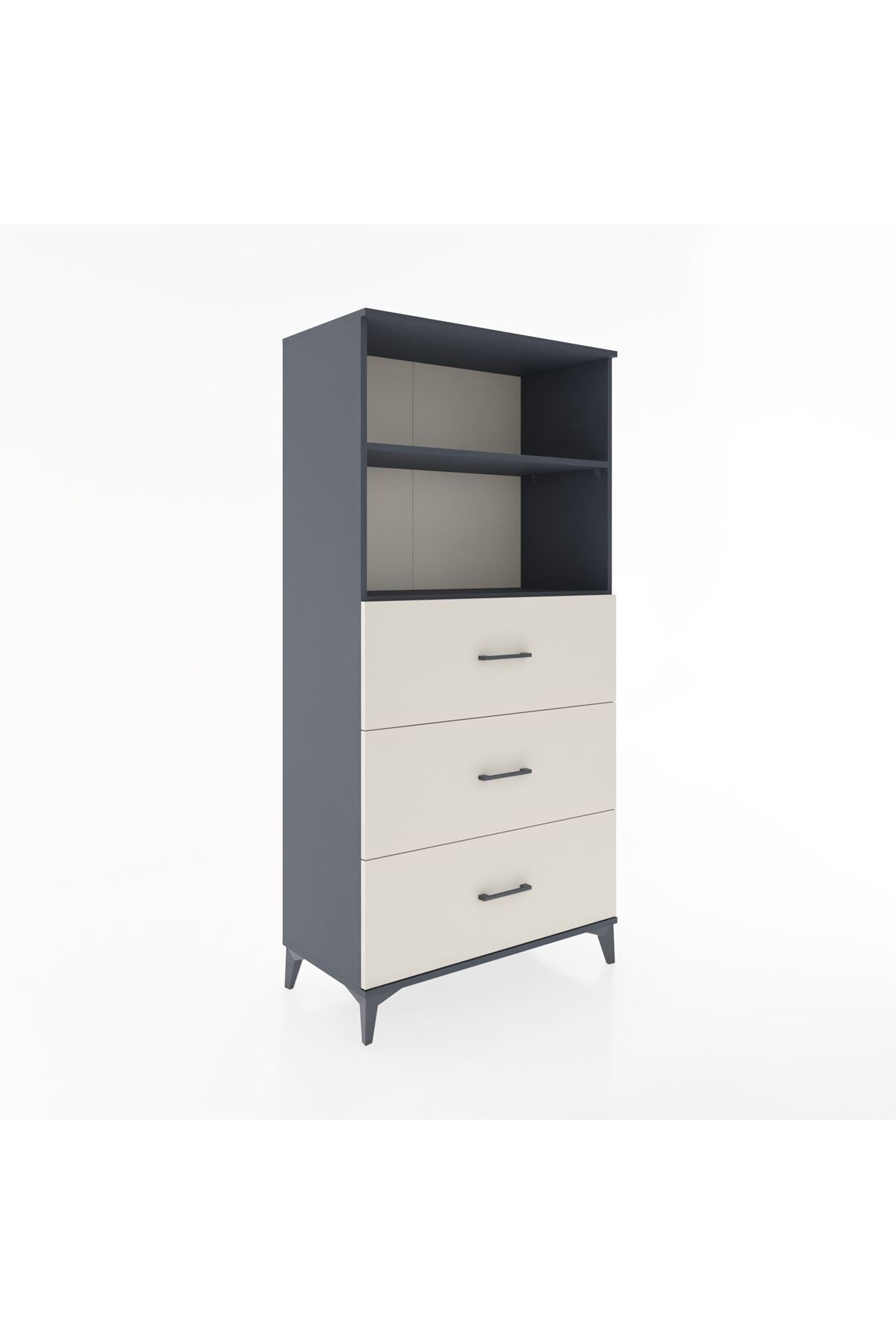 Hyperion Dolap 2 Raflı 3 Çekmeceli 88x44x182 Antrasit-Aytaşı