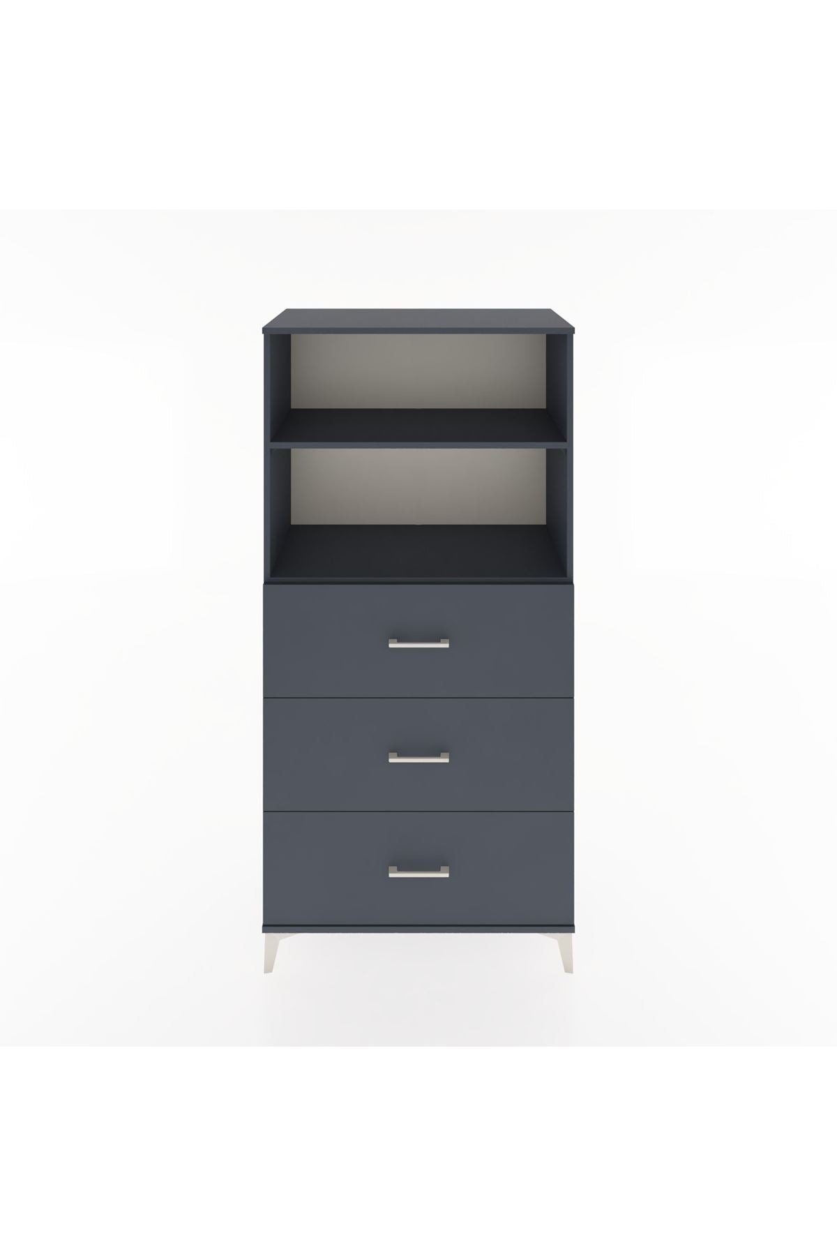 Hyperion Dolap 2 Raflı 3 Çekmeceli 88x44x182 Antrasit-Antrasit