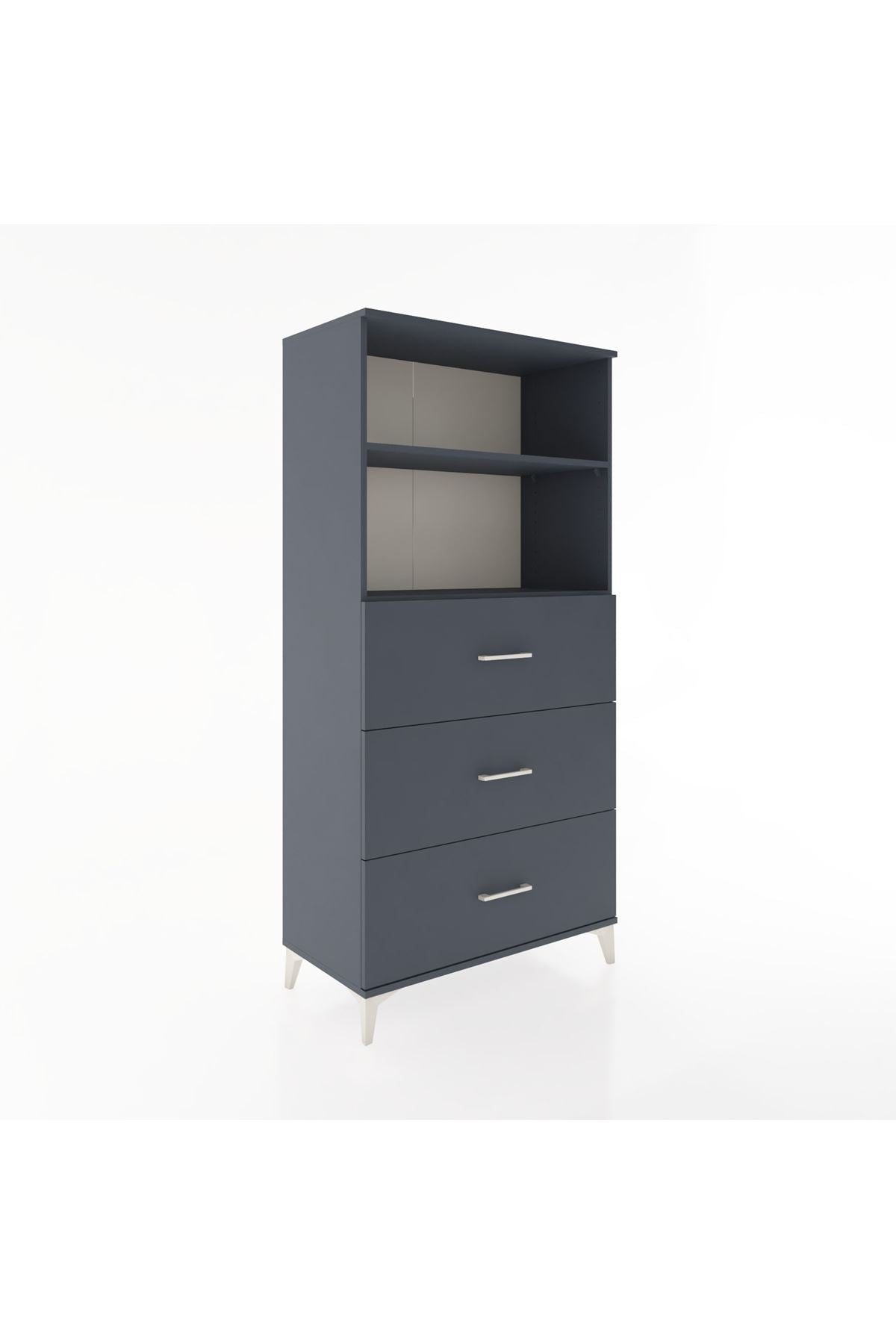 Hyperion Dolap 2 Raflı 3 Çekmeceli 88x44x182 Antrasit-Antrasit